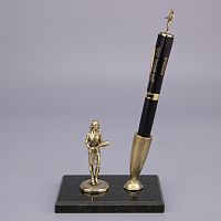 Ручка "Учитель женщина" с держателем "Классика" и фигуркой, черная